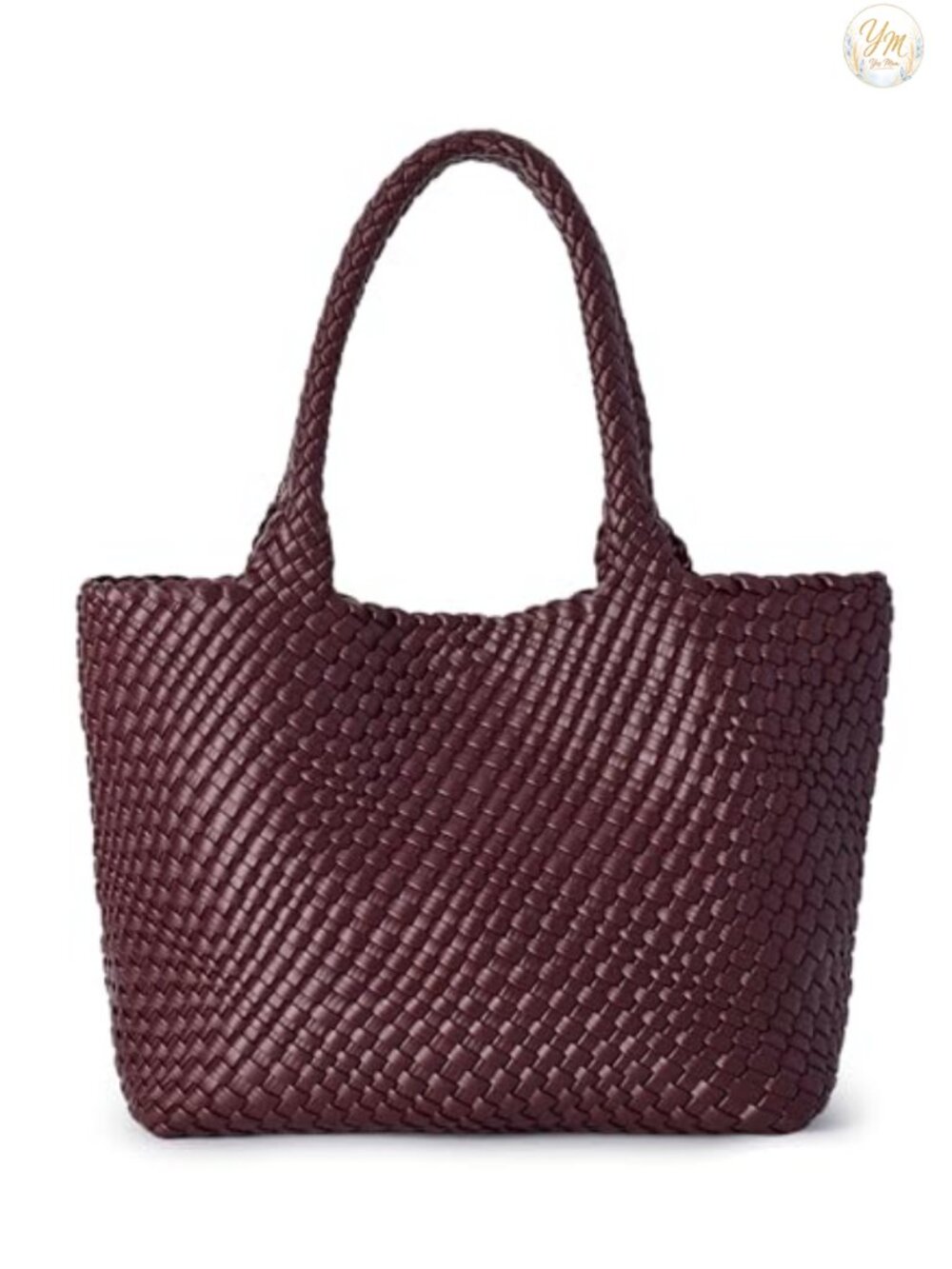 Woven Tote Bag Vegan Leather Large Shoulder Handbag